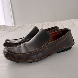 Franco Fortini Men 9.5 Max Brown‎ Distressed Leather Driver Slip-on Loafers